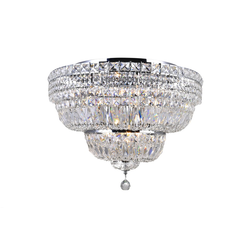 CWI Lighting 8003C24C Stefania Nine Light Flush Mount, Chrome