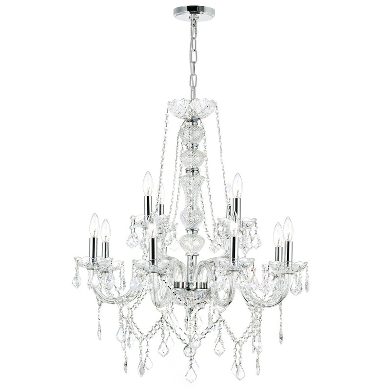 CWI Lighting 8023P30C Princeton 12 Light Chandelier, Chrome