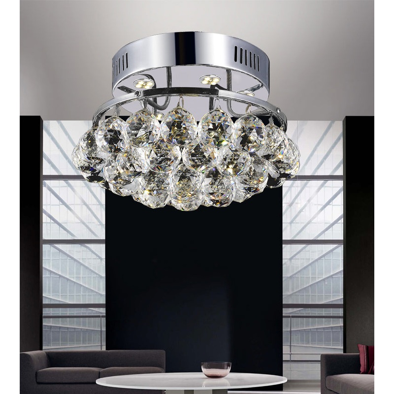 CWI Lighting 8038C12C-R Queen Three Light Flush Mount, Chrome