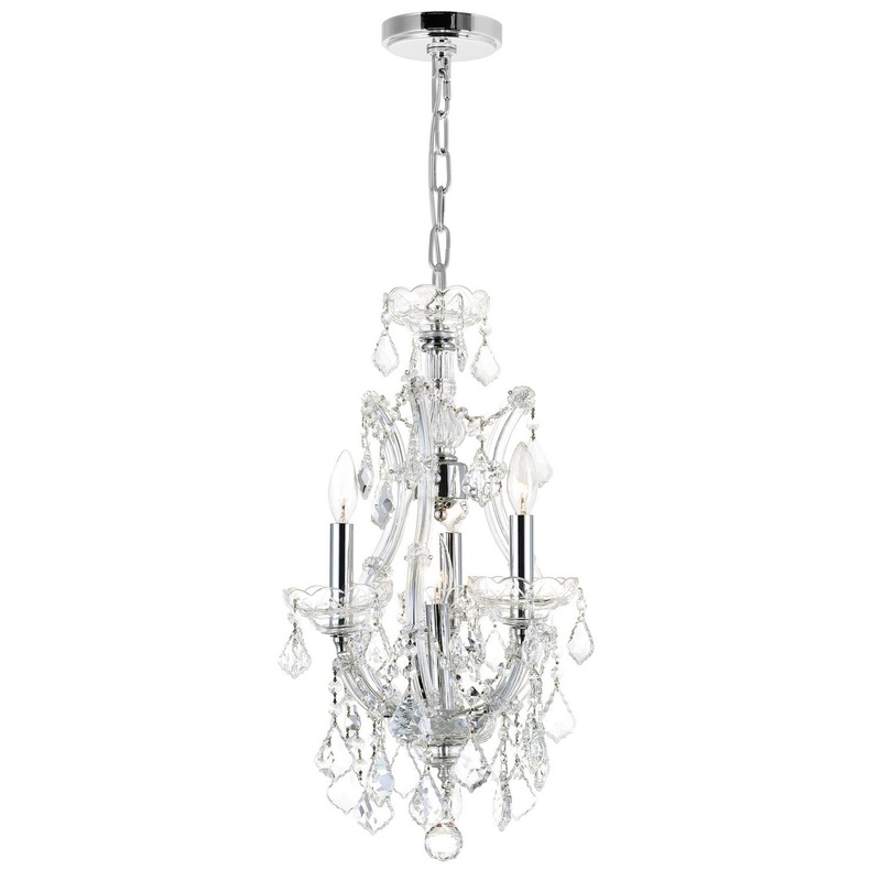 CWI Lighting 8311P12C-3 Maria Theresa Four Light Mini Chandelier, Chrome