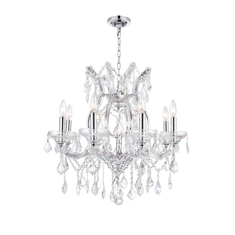 CWI Lighting 8311P24C-9 (Clear) Maria Theresa Nine Light Chandelier, Chrome