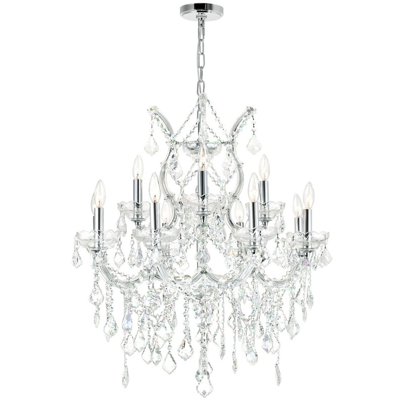 CWI Lighting 8311P30C-13 (Clear) Maria Theresa 13 Light Chandelier, Chrome