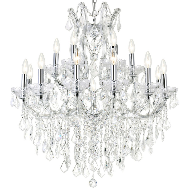 CWI Lighting 8311P32C-19 (Clear) Maria Theresa 19 Light Chandelier, Chrome