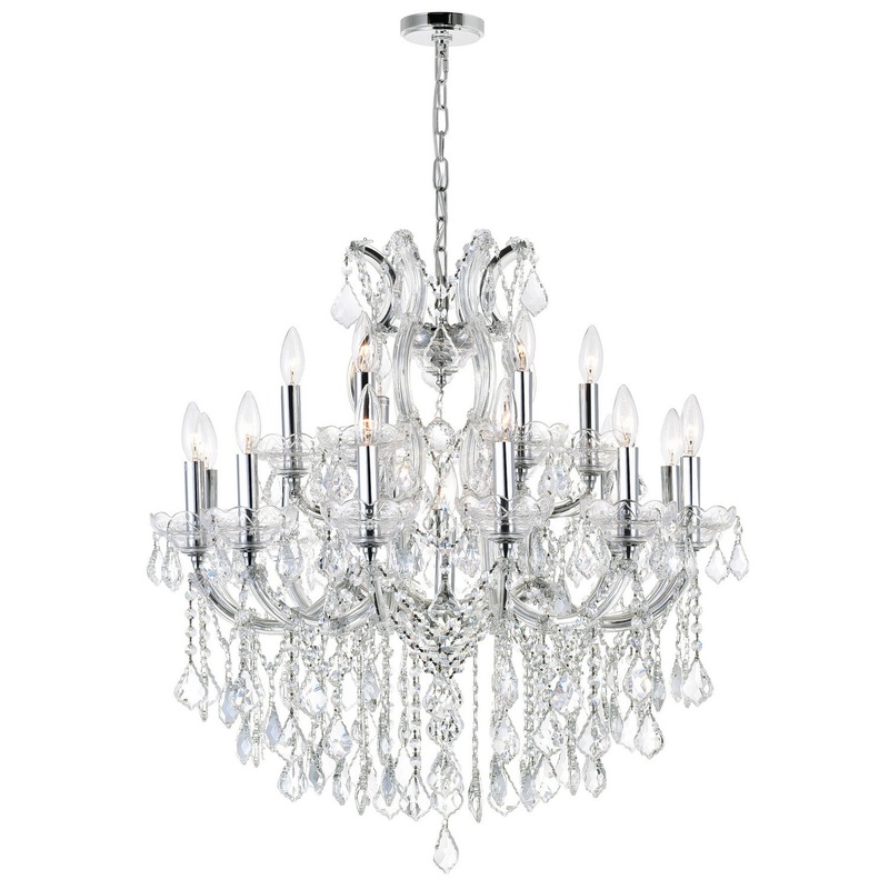 CWI Lighting 8318P30C-19 (Clear) Maria Theresa 19 Light Chandelier, Chrome (Discontinued)