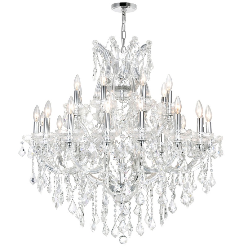 CWI Lighting 8318P36C-25 (Clear) Maria Theresa 25 Light Chandelier, Chrome