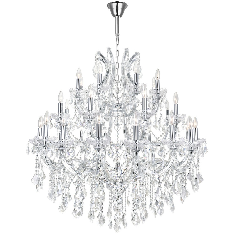 CWI Lighting 8318P42C-33 (Clear) Maria Theresa 33 Light Chandelier, Chrome