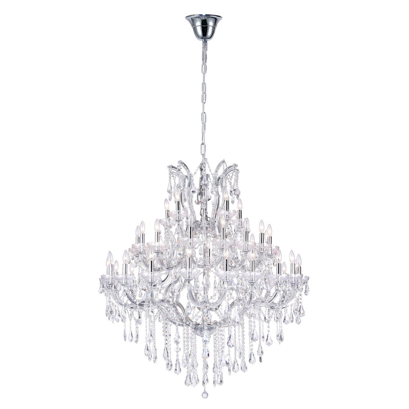 CWI Lighting 8318P50C-41 (Clear)-B Maria Theresa 41 Light Chandelier, Chrome