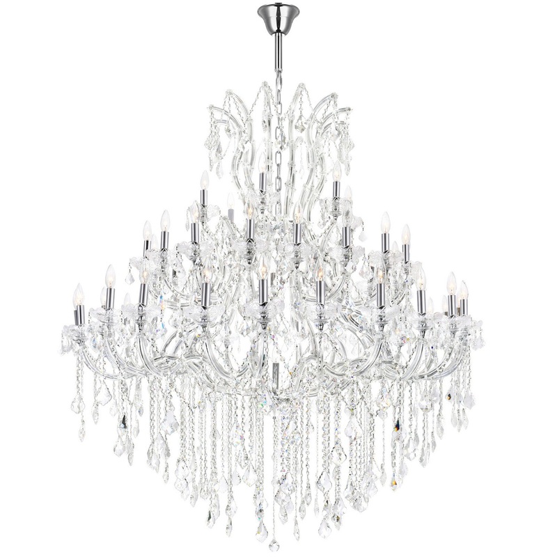CWI Lighting 8318P60C-49 (Clear)-A Maria Theresa 49 Light Chandelier, Chrome