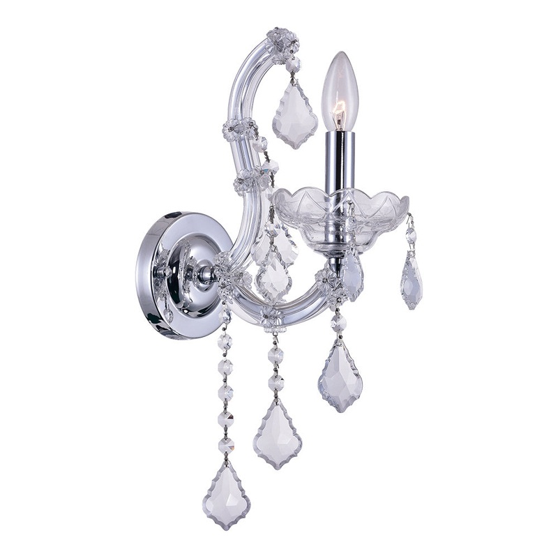 CWI Lighting 8318W5C-1 (Clear) Maria Theresa One Light Wall Sconce, Chrome