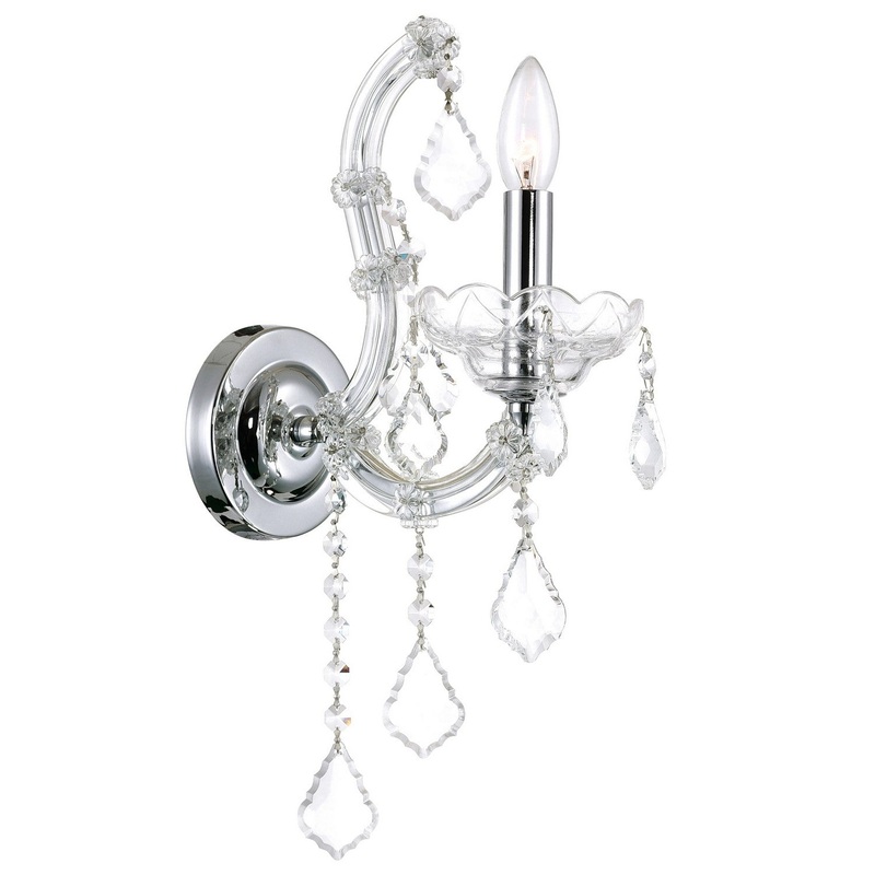 CWI Lighting 8397W5C-1(Clear) Maria Theresa One Light Wall Sconce, Chrome (Discontinued)