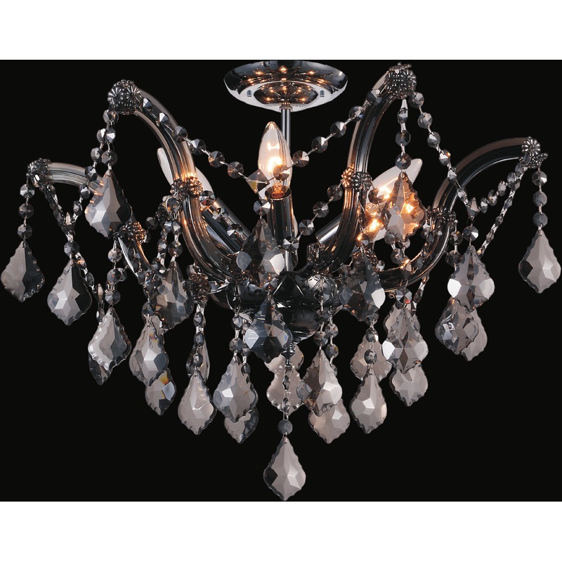 CWI Lighting 8418C20C-6(Smoke) Payton Six Light Flush Mount, Chrome (Discontinued)