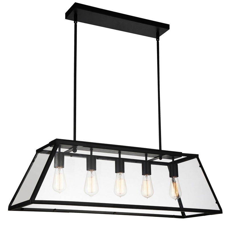 CWI Lighting 9601P36-5-101 Alyson Five Light Chandelier, Black