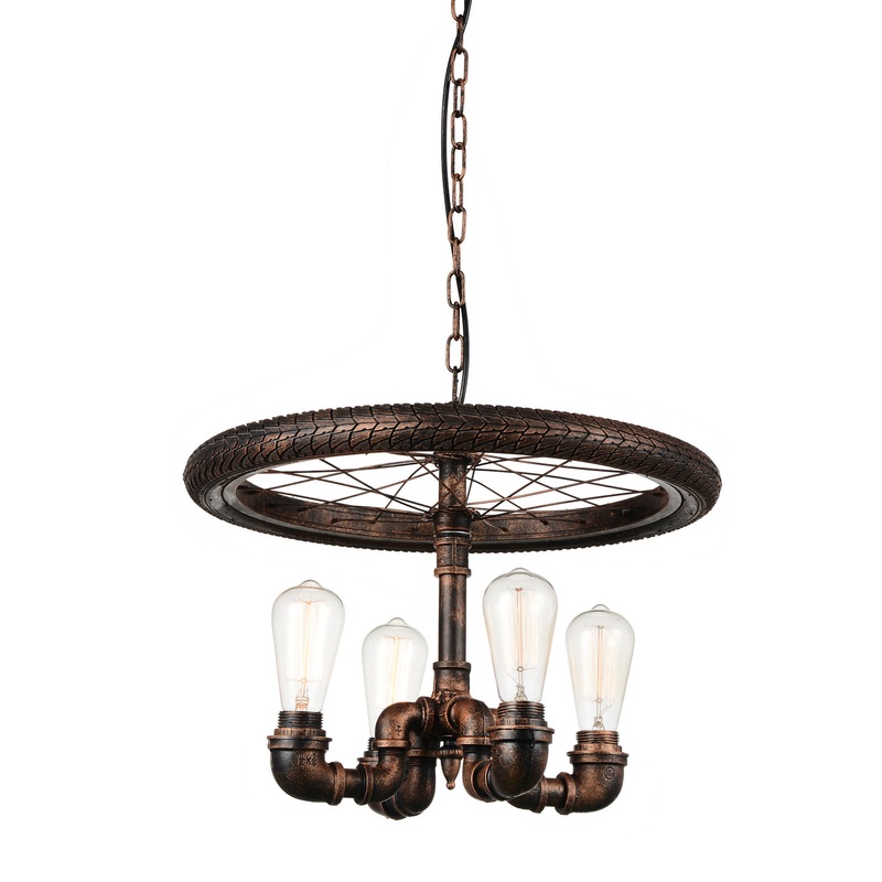 CWI Lighting 9725P20-4-211 Union Four Light Chandelier, Blackened Copper (Discontinued)