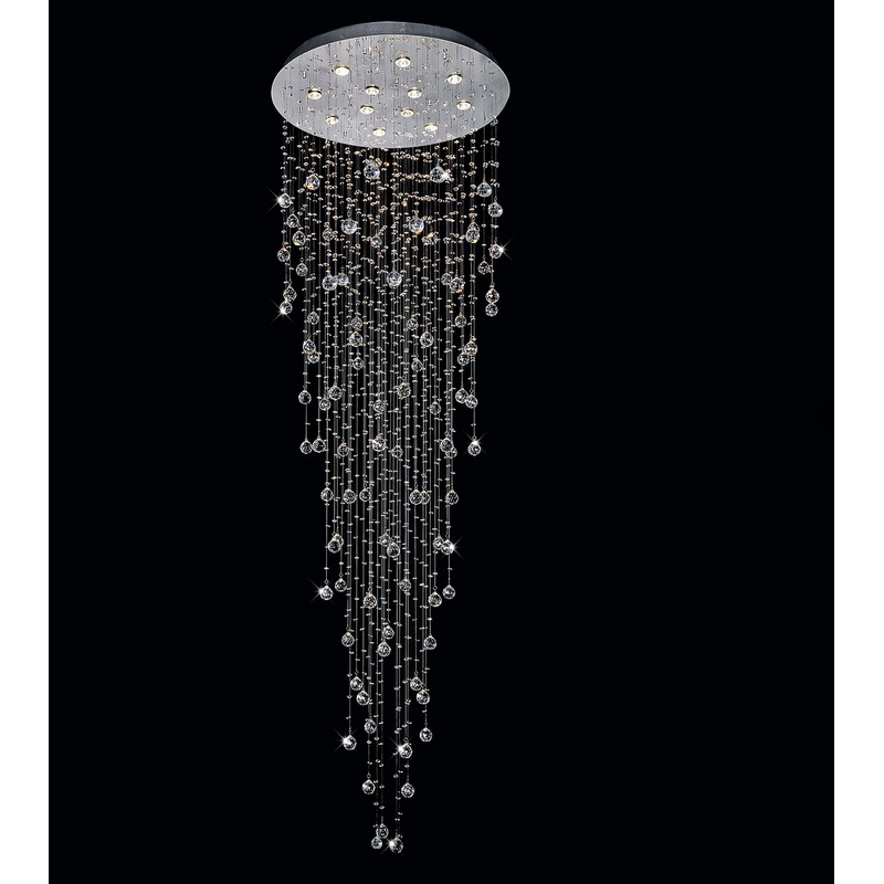 CWI Lighting 6601C32C-12 Rain Drop 12 Light Flush Mount, Chrome