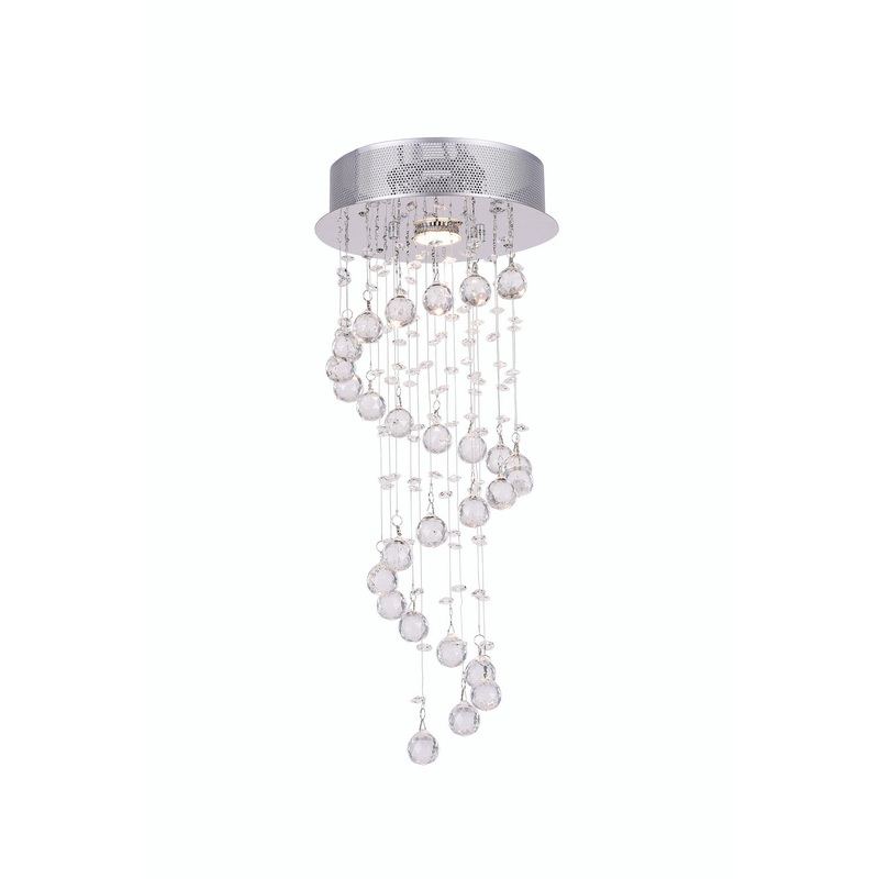 CWI Lighting 6603C10C Spiral One Light Flush Mount, Chrome