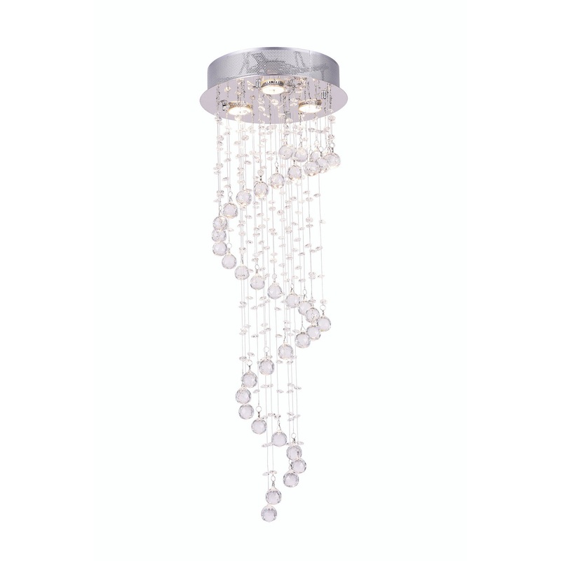 CWI Lighting 6603C12C Spiral Three Light Flush Mount, Chrome (Discontinued)