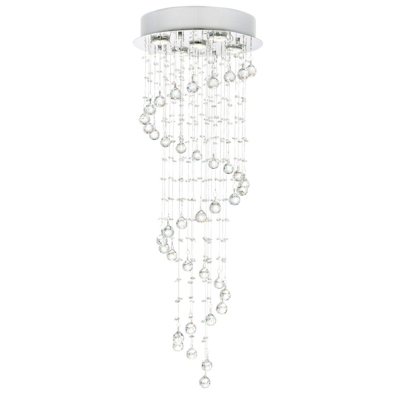 CWI Lighting 6603C14C Spiral Five Light Flush Mount, Chrome