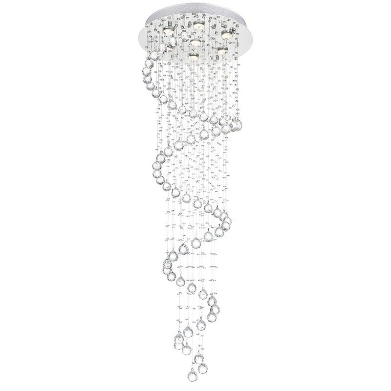 CWI Lighting 6603C20C(H:59) Spiral Seven Light Flush Mount, Chrome