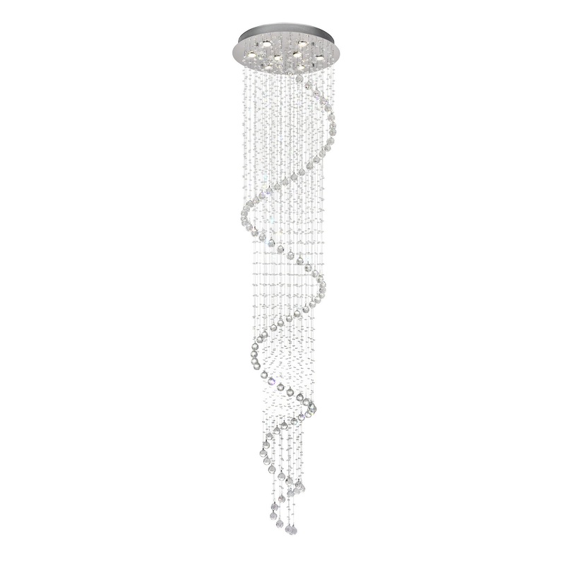 CWI Lighting 6603C24C(H:110) Spiral Eight Light Flush Mount, Chrome