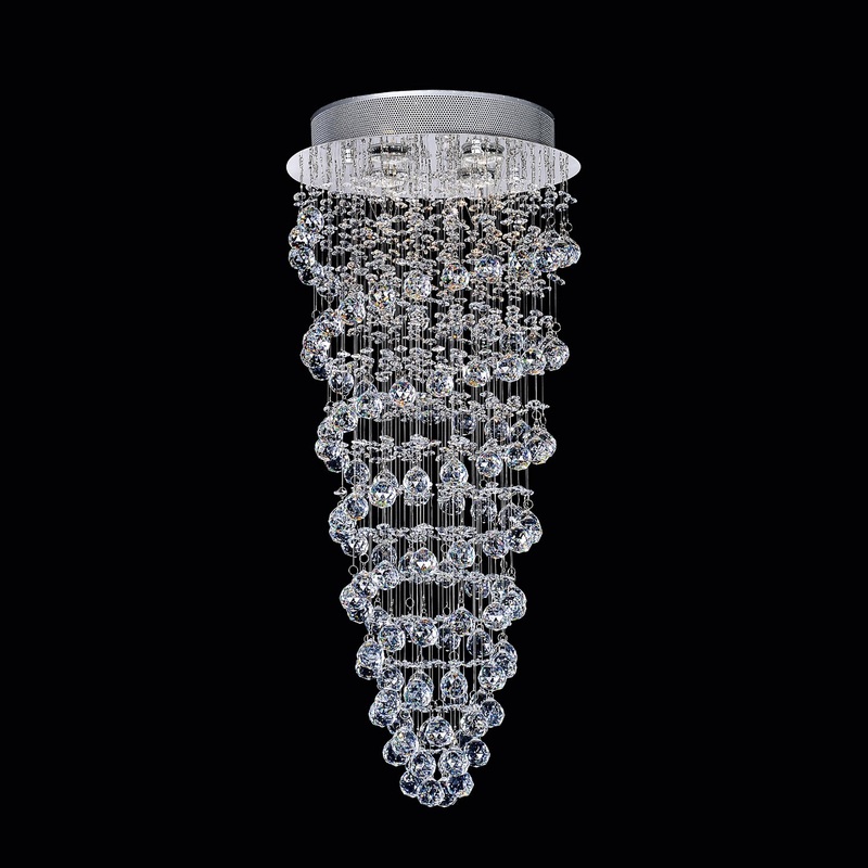 CWI Lighting 6606C14C Double Spiral Four Light Flush Mount, Chrome