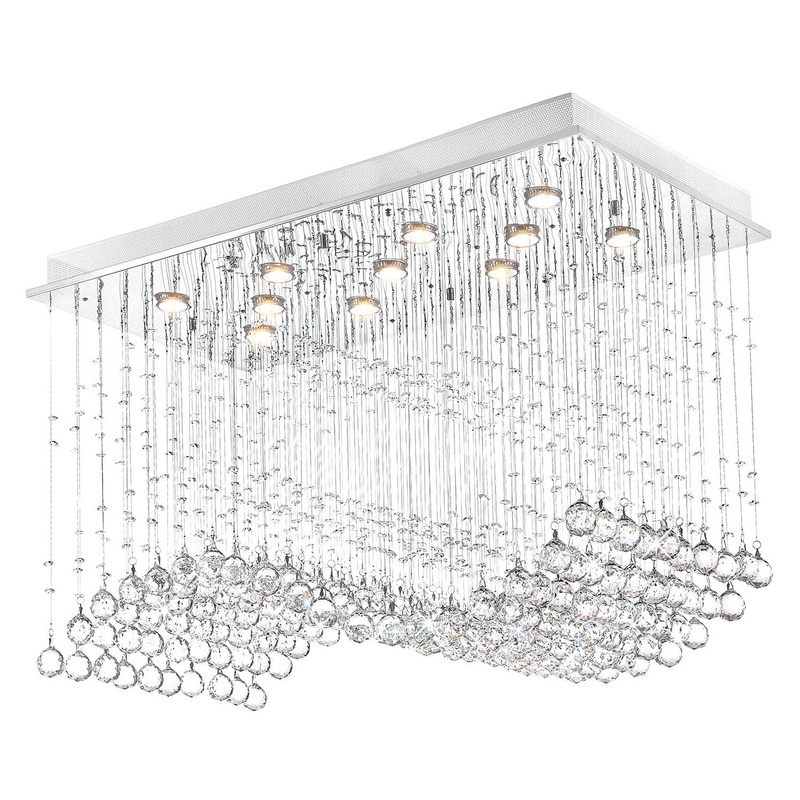 CWI Lighting 6611C37C Twinkle 11 Light Flush Mount, Chrome
