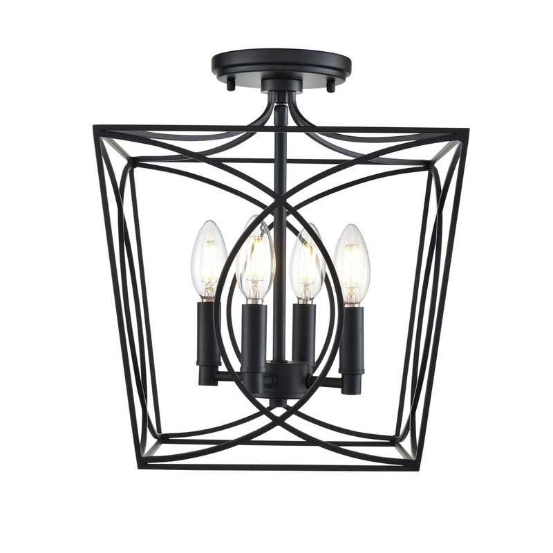 Millennium 4004-MB Tracy Four Light Semi-Flush Mount, Matte Black