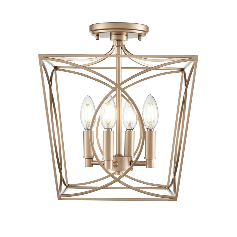 Millennium 4004-PMG Tracy Four Light Semi-Flush Mount, Painted Modern Gold