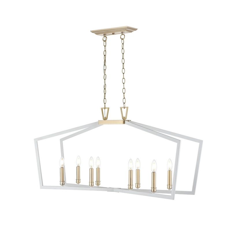 Millennium 4528-MW/MG Lizabeth Eight Light Pendant, Matte White/Modern Gold