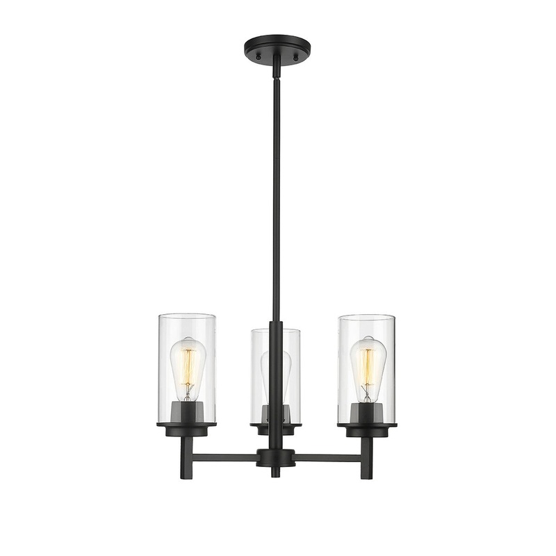 Millennium 495003-MB Janna Three Light Chandelier, Matte Black