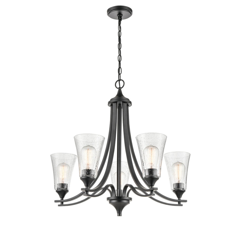 Millennium 1465-MB Natalie Five Light Chandelier, Matte Black