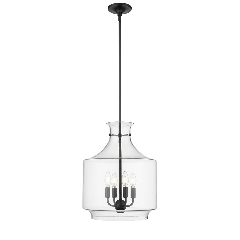 Millennium 22804-MB Mahannah Four Light Pendant, Matte Black