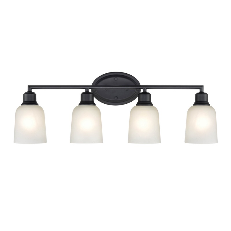 Millennium 2804-MB Amberle Four Light Vanity, Matte Black
