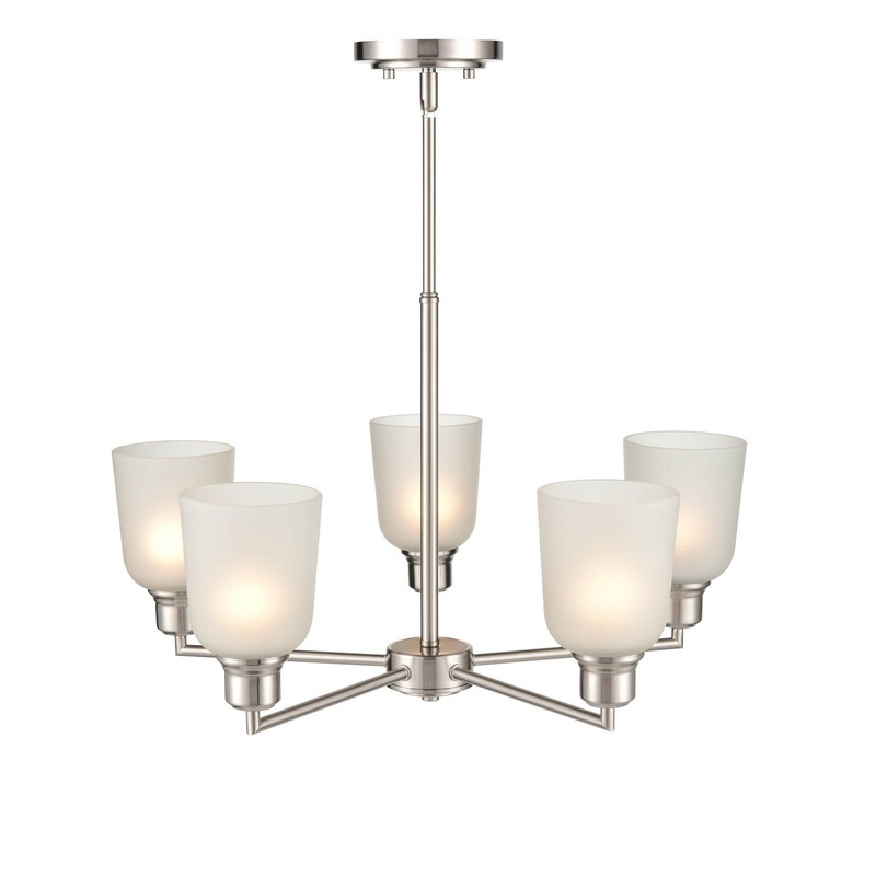 Millennium 2815-BN Amberle Five Light Chandelier, Brushed Nickel