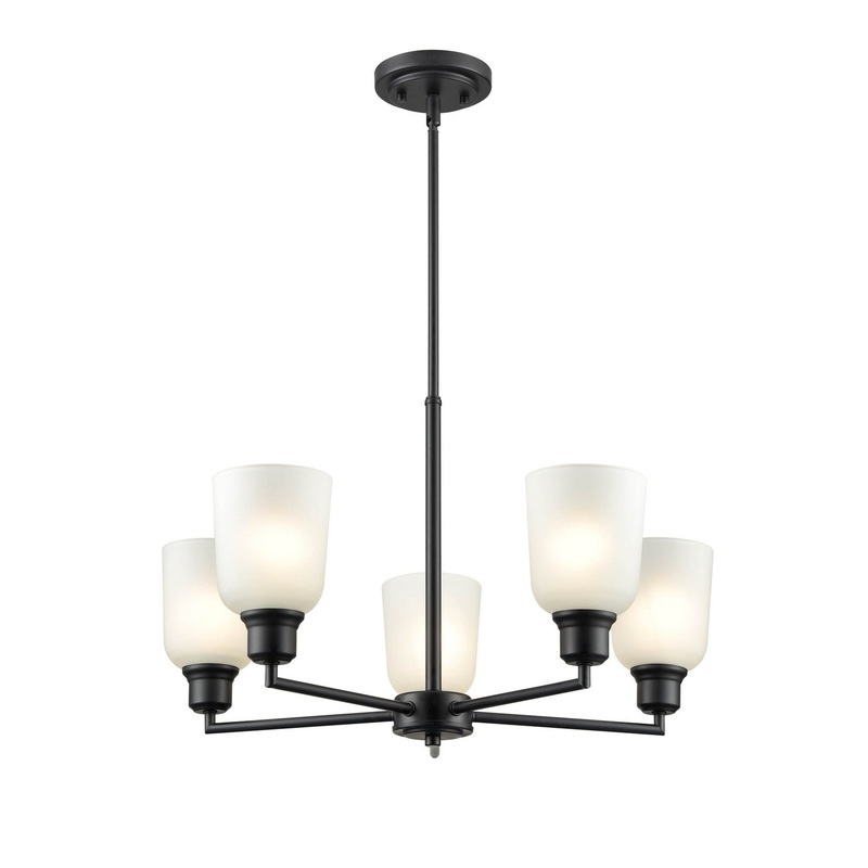 Millennium 2815-MB Amberle Five Light Chandelier, Matte Black
