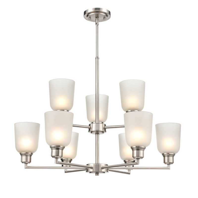 Millennium 2819-BN Amberle Nine Light Chandelier, Brushed Nickel
