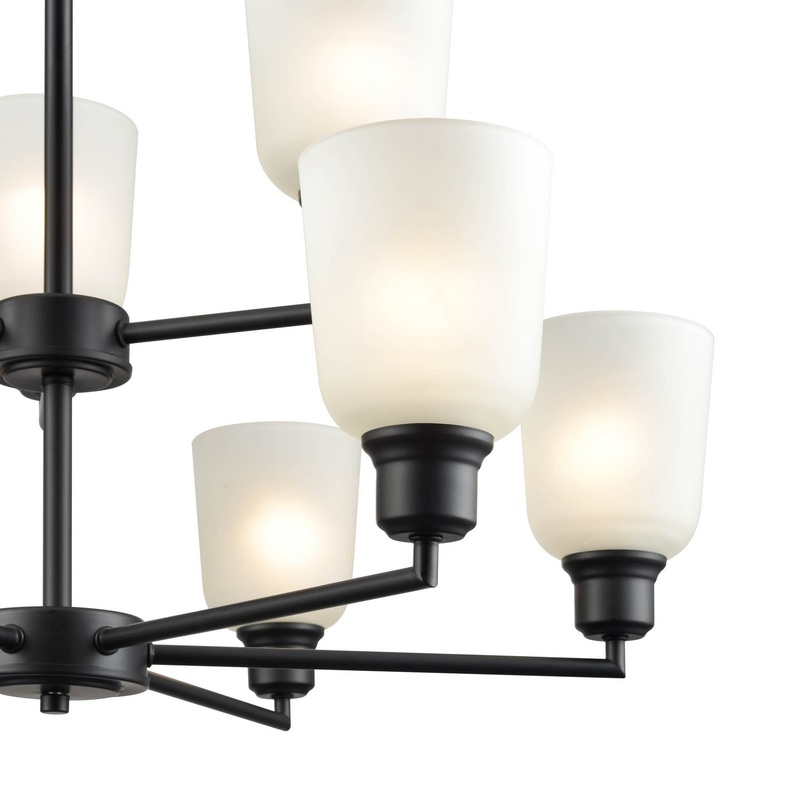 Millennium 2819-MB Amberle Nine Light Chandelier, Matte Black