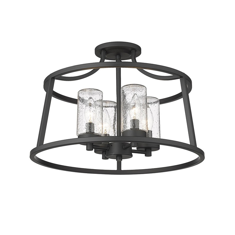 Millennium 4184-MB Errol Four Light Semi Flush Mount, Matte Black