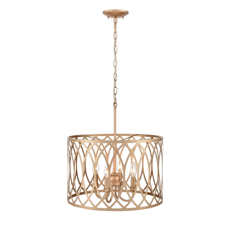 Millennium 4214-PMG Arelyn Four Light Pendant, Painted Modern Gold