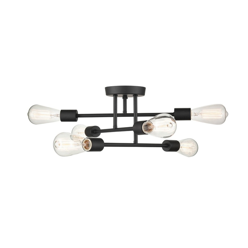Millennium 4256-MB Decco Six Light Semi-Flush Mount, Matte Black
