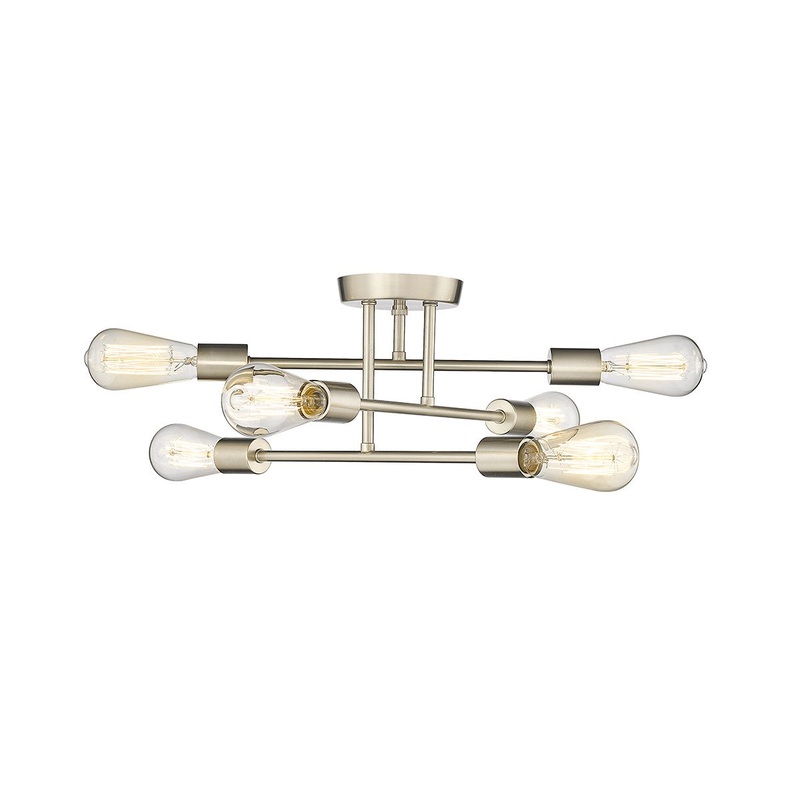 Millennium 4256-MG Decco Six Light Semi Flush Mount, Modern Gold
