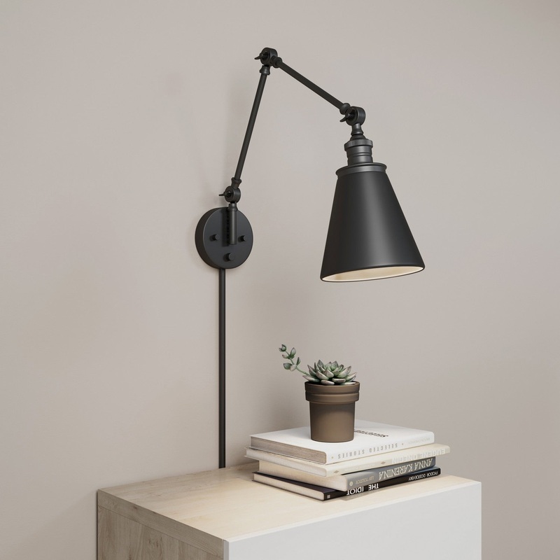 Millennium 10001-MB Evonne One Light Swing Arm Wall Sconce, Matte Black