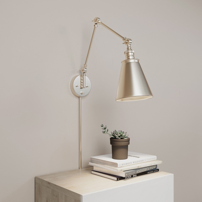 Millennium 10001-MG Evonne One Light Swing Arm Wall Sconce, Modern Gold