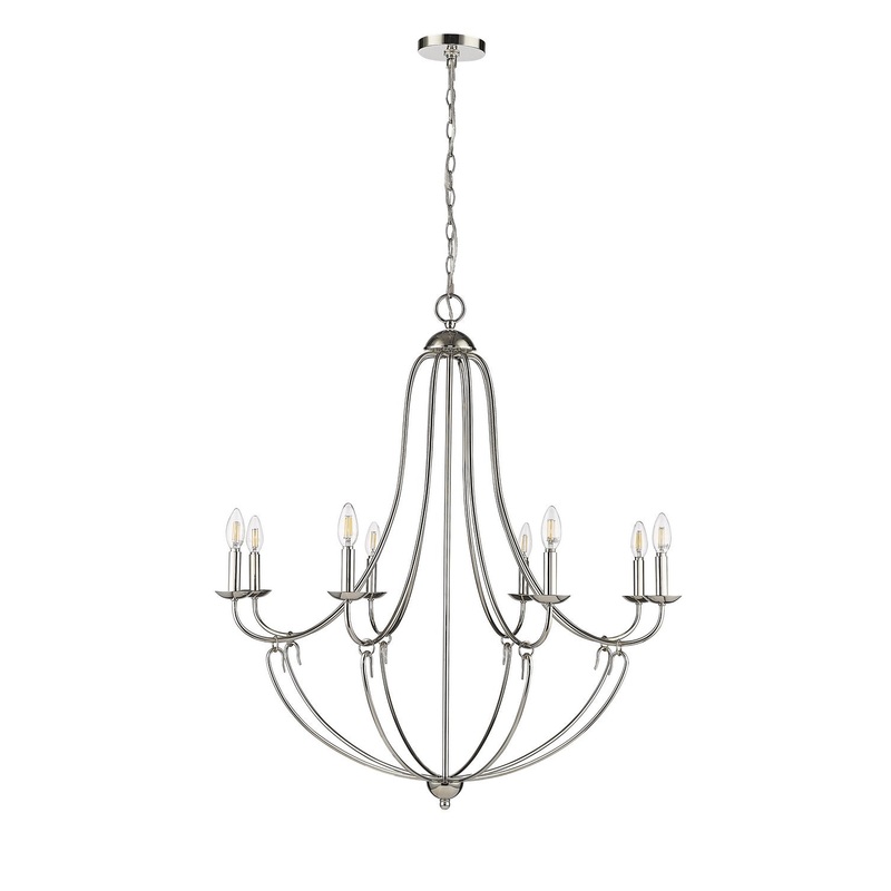 Millennium 12108-PN Eisley Eight Light Chandelier, Polished Nickel