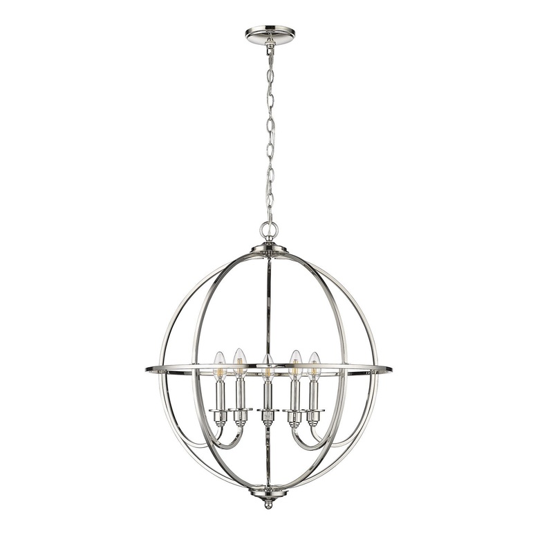 Millennium 12305-PN Artemis Five Light Chandelier, Polished Nickel