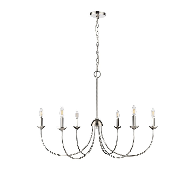 Millennium 12406-PN Huxley Six Light Chandelier, Polished Nickel