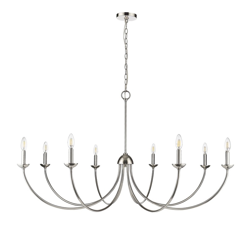Millennium 12408-PN Huxley Eight Light Chandelier, Polished Nickel