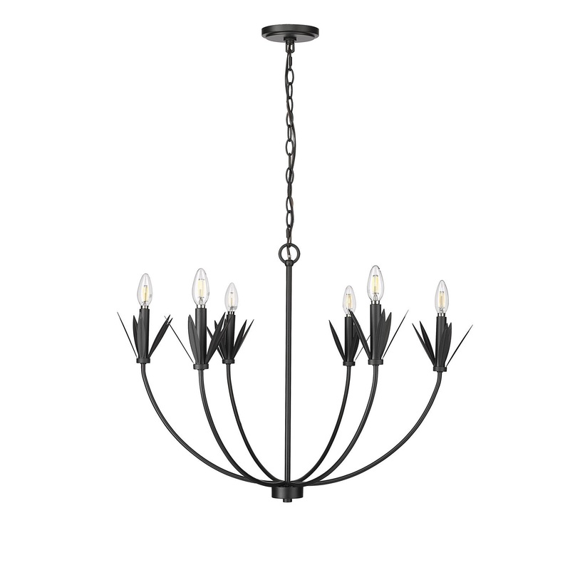 Millennium 12706-MB Primrose Six Light Chandelier, Matte Black