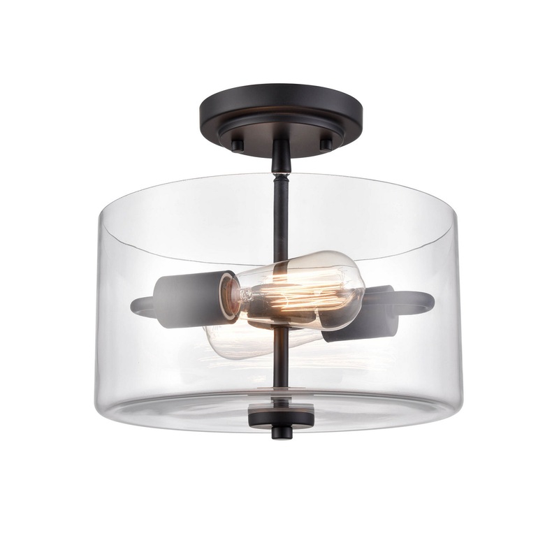 Millennium 2710-MB Verlana Two Light Semi-Flush Mount, Matte Black