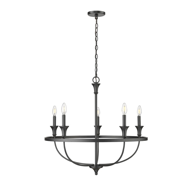 Millennium 28005-MB Emery Five Light Chandelier, Matte Black