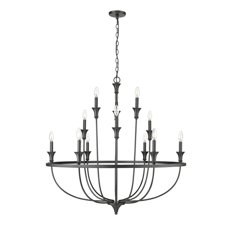 Millennium 28012-MB Emery 12 Light Chandelier, Matte Black